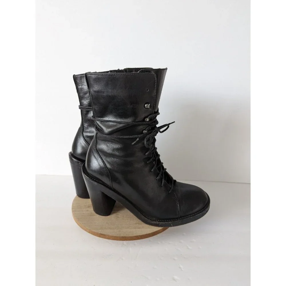 ❤️SOLD❤️Donald J Pliner Womens Boots 6.5 Benito Black Leather Lace Up Combat - Picture 2 of 10